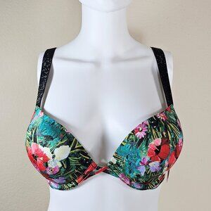 Victoria's Secret SWIM Shine Strap Push Up Bikini Top, Tropical Print, Size 34C